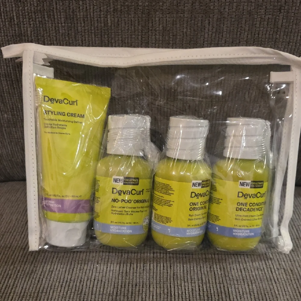 DevaCurl Hair Care Collection, 4 Piece Set In Clear Bag, Moisture Hydration, New